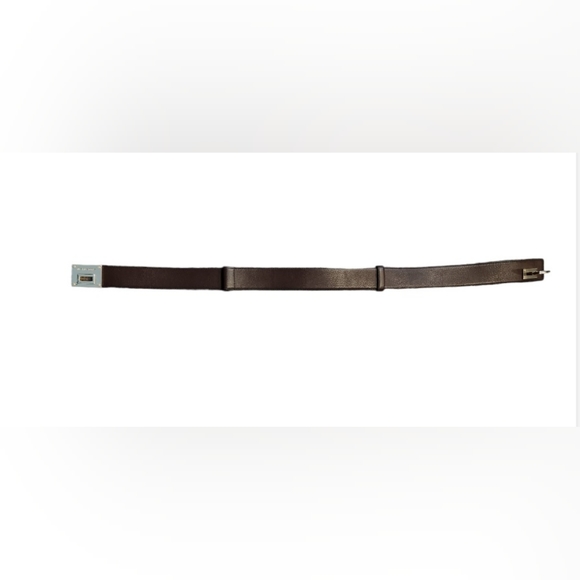 Michael Kors Brown Leather Belt with Gold Buckle Adjustable - Picture 2 of 10